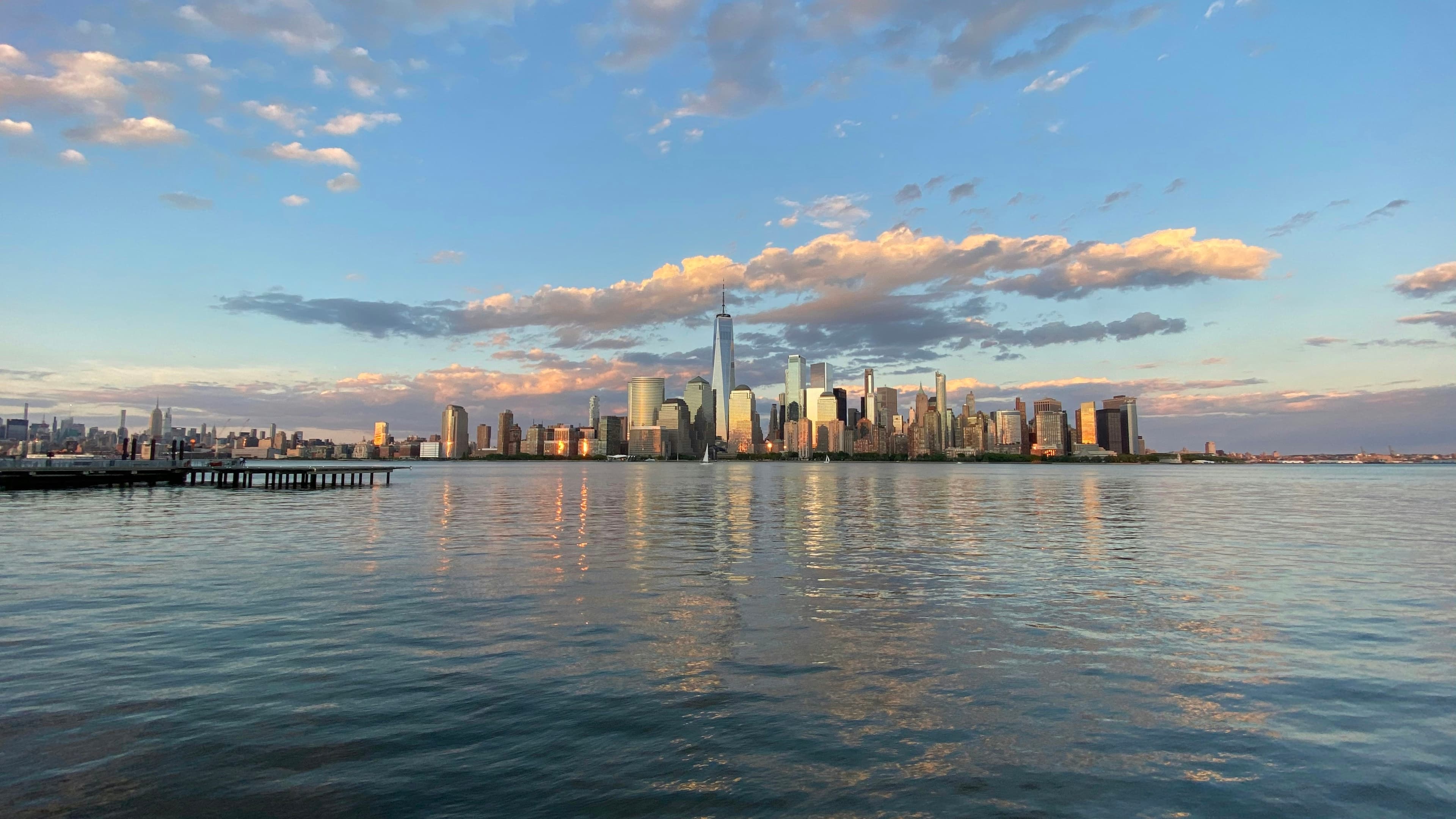 City skyline across the waterfront as seen from Hudson County
